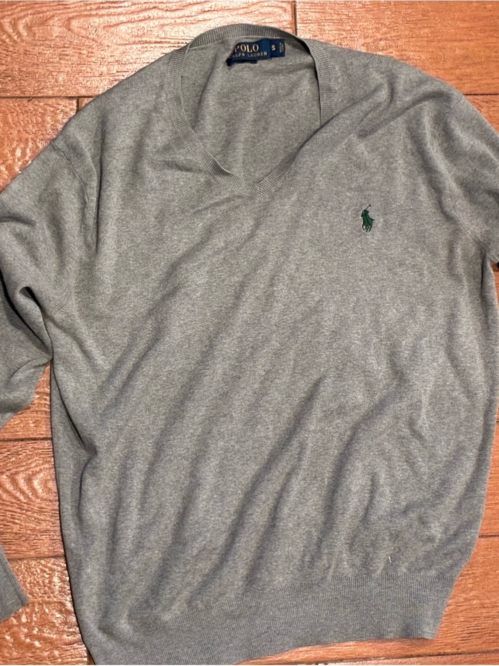 Polo Ralph Lauren Mens Sz S Gray V Neck Sweater 100% Pima Cotton